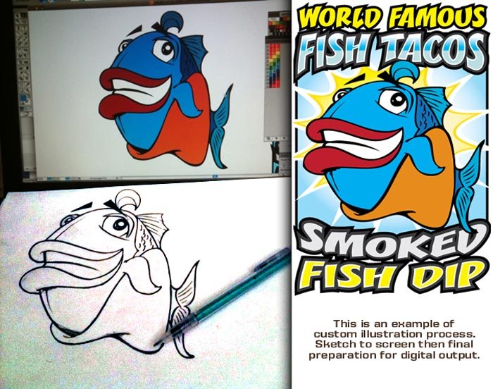 Fish Tacos — sketch to screen illustration process