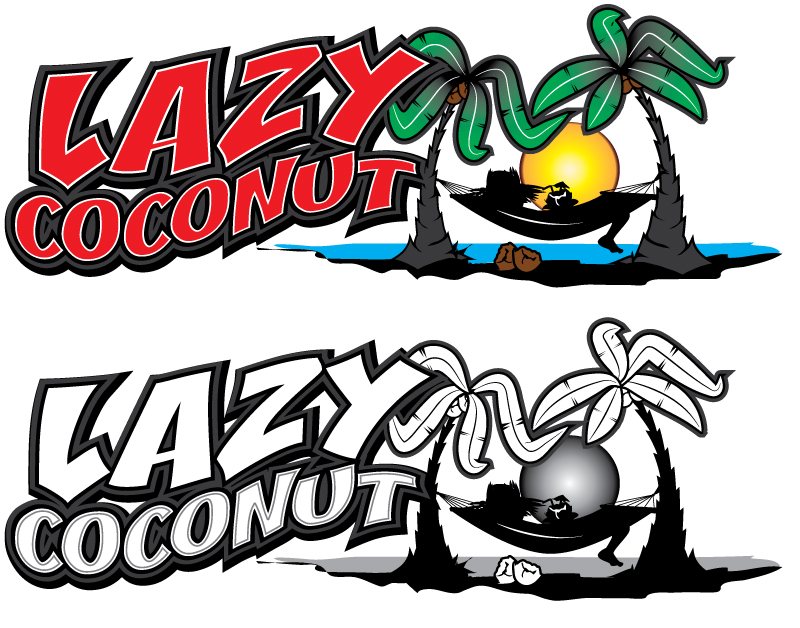 Lazy Coconut logo — full color and one-color versions